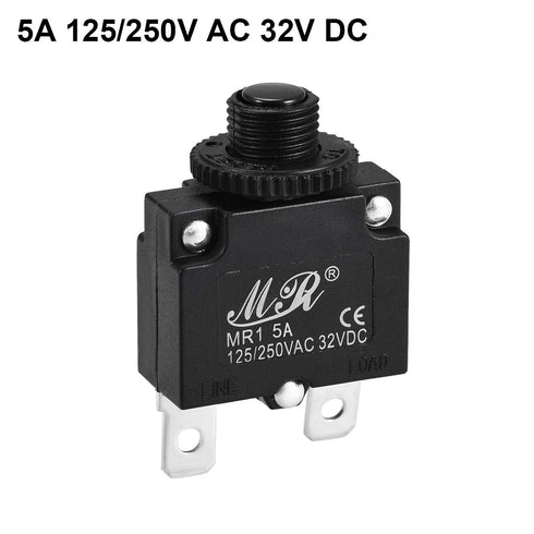 uxcell Thermal Circuit Breaker 5 Amp Push Button Reset Overload Protector 125/250V AC 32V DC with Quick Connect Terminal...