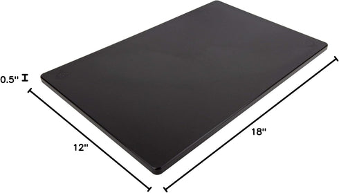 Thirteen Chefs Large 18 x 12 Black Plastic Cutting Board - 1/2" Thick HDPE for Restaurants and Professional Kitchens, NSF...