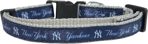 MLB CAT Collar New York Yankees Satin Cat Collar Baseball Team Collar for Dogs & Cats. A Shiny & Colorful Cat Collar with Ringing Bell Pendant...
