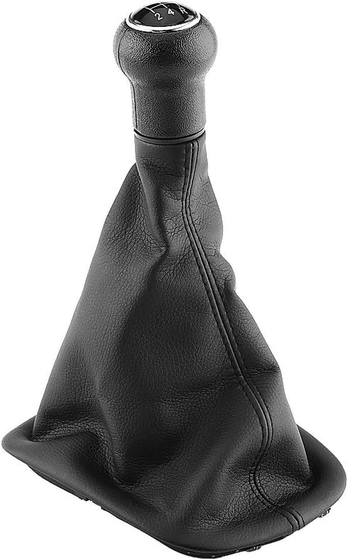Manual Black Gear Shifter Knob Kit 5 Speed Gear Shifter Knob Gaiter Boot Cover Leather Gear Stick Cover Dust-Proof Replacement...