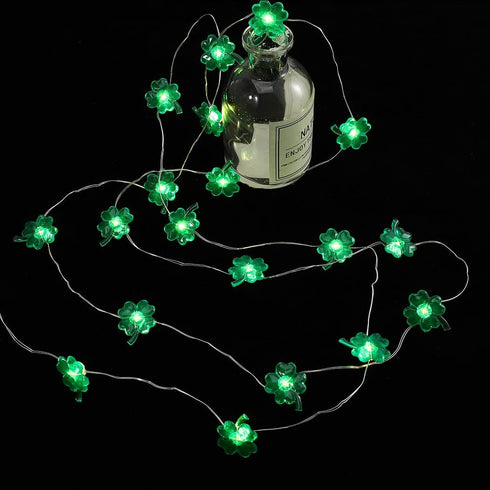 St. Patrick's Day Decorative Lights Green Shamrocks Clover Hat LED String Light 10 Ft 30 Leds Lucky Clovers Lights (Shamrocks)...