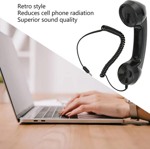 Retro Phone Handset, Vintage Retro 3.5Mm Telephone Handset Cell Phone Receiver, Radiation Proof Handheld Cell Phone Microphone for Mobile Phones C...