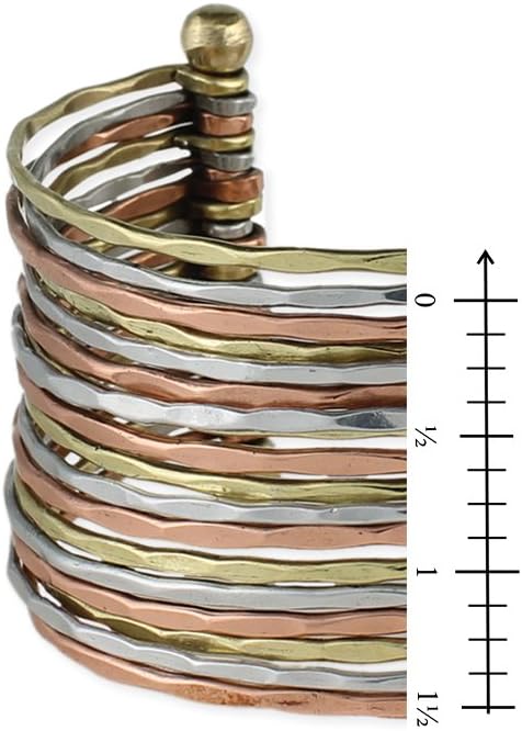 ZAD Hammered Bunch Mixed Metal Cuff Bracelet - One Size Fits Most...