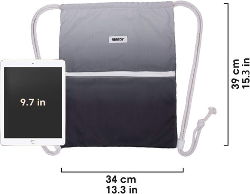 WANDF Drawstring Backpack String Bag Sackpack Cinch Water Resistant Nylon for Gym Shopping Sport Yoga (Grey)...