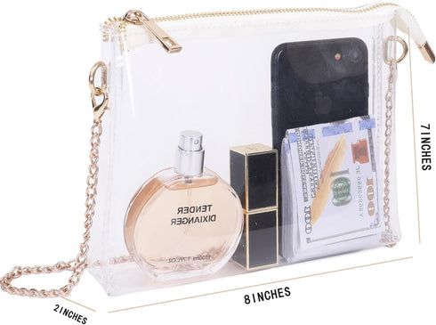 Clear Purse for Women Stadium Approved, Clear Crossbody Bag with Chain Strap Bag for Sports Event Concert...