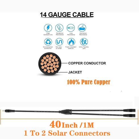 8mm Combiner 3.3ft 14AWG DC 8mm Male to Female 2X Combiner Cable Y Splitter Solar Parallel Adapter Cord for Jackery/Goal Zero/BLUETTI/Anker and mo...