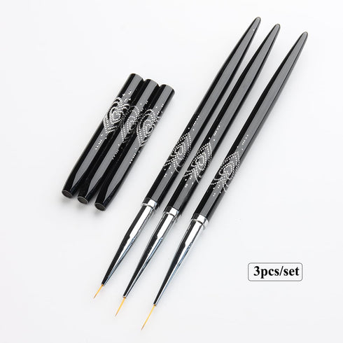 3Pcs Nail Art Brushes, Fcozpjk Nail Art Liner Brushes Set, Sizes 7/9/10mm Nail Design Brushes, Thin Striping Drawing Painting Pen for Gel Polish, ...