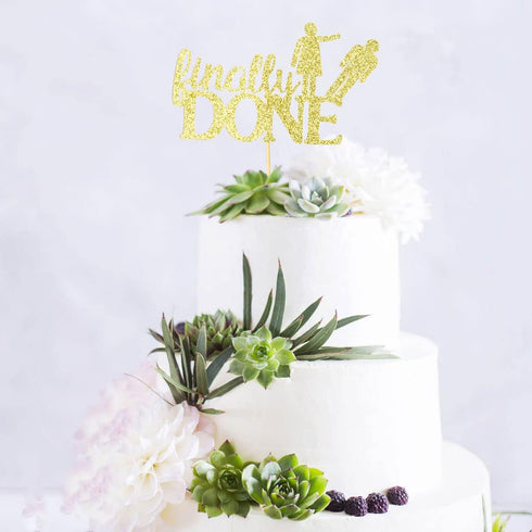 XIUHUBA Glitter Divorce Cake Topper, Finally Done, Gold Glitter, Divorce Party Decor...