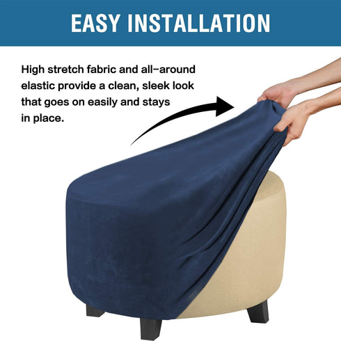 H.VERSAILTEX Round Ottoman Slipcover Ottoman Covers Slipcover Footstool Protector Covers Storage Stool Ottoman Covers Stretch with Elastic Bottom,...