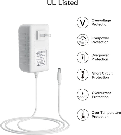 10 Feet Baby Swing Power Cord,6V Baby Swing Electric Plug in for Fisher Price Swing/Ingenuity Swing/Graco Swing/Nova Baby Swing,3 Meters Power Ada...