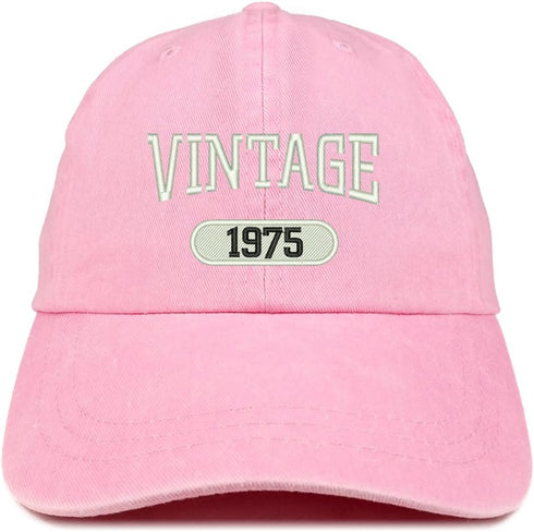 Trendy Apparel Shop Vintage 1975 Embroidered 50th Birthday Soft Crown Washed Cotton Cap...