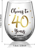 Patelai 40th Birthday Wine Glass to 40 Years 40th Birthday Gifts Fabulous Gold Stemless Wine Glass for Women and Men Present Party Wedding Anniver...
