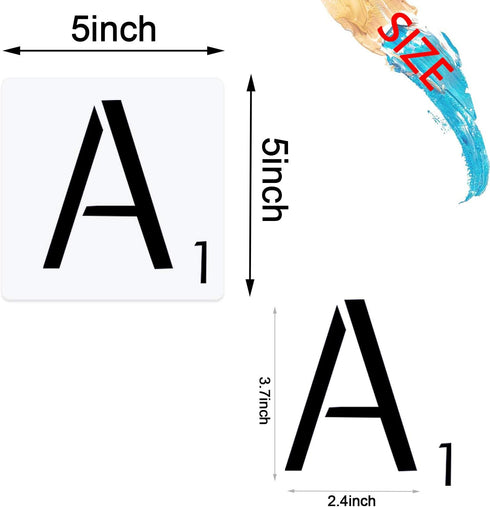 26pcs Scrabble Style Letters Stencil, Reusable Scrabble Letters for Wall Decor, DIY Crafts, Painting and Family Names (5 inch)...