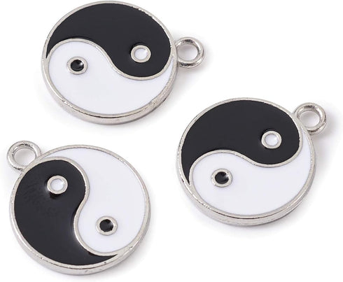KISSITTY 20pcs Yin Yang Enamel Charm 21x18mm Double Sided Enamel Yoga Meditation Dangle Charm Pendants for Earrings Necklace Bracelet Jewelry Maki...