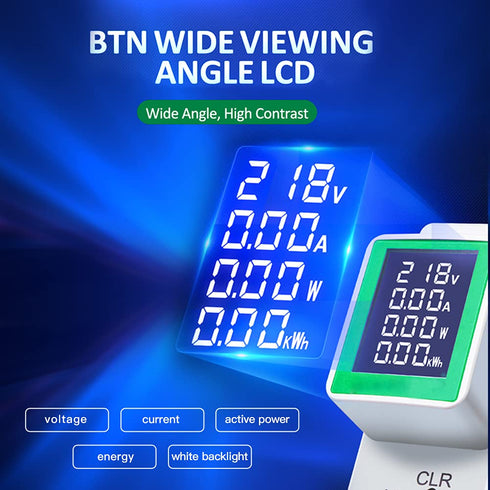 AC 50-300V 100A Multi Function Voltage Amperage Power Meter, Din Rail LCD Digital Backlight Energy Monitor, Built-in Current Transformer Ammeter V...