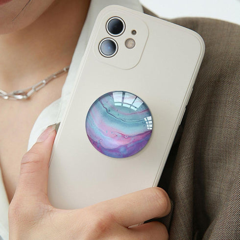 Phone Grip with Expanding Kickstand,Blue Pink Marble Design Cellphone Collapsible Clear Stand for Smartphones...