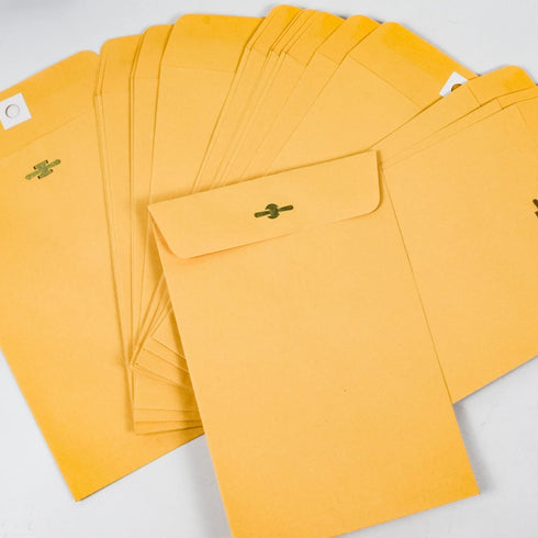 6” x 9” Clasp Envelopes with Gummed Seal Brown Kraft Catalog Envelopes Clasp Mailing Envelopes for Home, Office, Business 28 lb Kraft Paper,Pack o...
