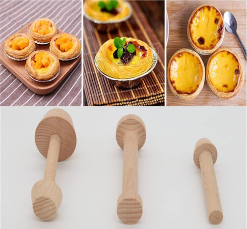 3 Pieces Wooden Tart Tamper Set Double Side Pastry Dough Tamper Egg Tarts Tamper Pastry Tools DIY Cake Pastry Tools for Making Egg Tart, Pasta, Ch...