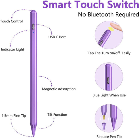 Stylus Pen for iPad, Apple Pencil for iPad 10th/9th Gen, iPad Pro 11&12.9 inch, iPad Pencil Compatible with (2018-2022) Apple iPad Air 5th/4th/3rd...