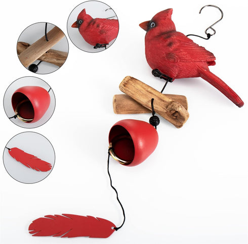 Cardinal Bird Wind Chime, Cardinal Gifts for Glory Mother’s Love Gift, Bird Bell Chimes for Garden Backyard Church Hanging Decor, Red...