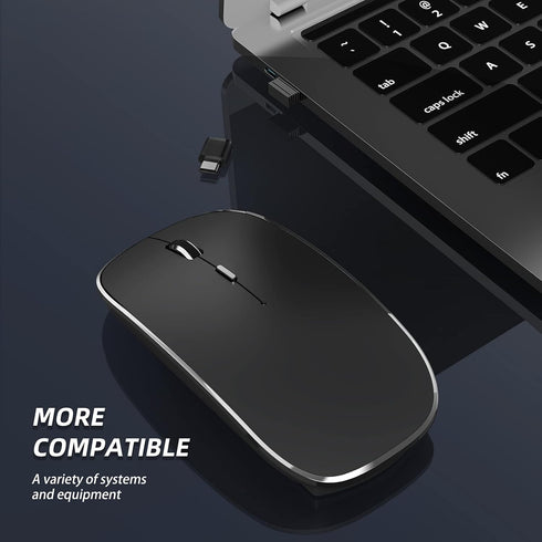 Wireless Mouse Chargeable Portable Silent Wireless Mouse USB and Type-C Dual Mode Wireless Mouse 3 adjustable DPI for Laptop, Mac, MacBook, Androi...