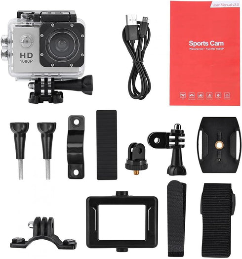VBESTLIFE Mini Ultra HD Action Camera 1080P 12MP Sports Camera with Wide Angle Lens Full HD 2.0 Inch TFT LCD Screen Support 30m/98ft Underwater Wa...