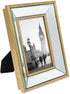 Isaac Jacobs 4x6 Gold Beveled Mirror Picture Frame - Classic Mirrored Frame with Deep Slanted Angle Made for Wall Décor Display, Photo Gallery and...