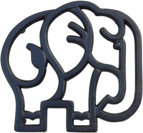 Elephant Cast Iron Trivet for Hot Pots & Kitchen & Dining Table, Elephant Gifts & Decor, Metal Wall Art, 2 or More for Set, Black, 6.6 x 6.1 Inche...