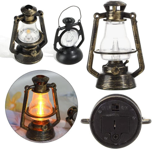 1Pc Miniature Lamps for Dollhouse,Doll House Miniature Retro Oil Lantern Dollhouse Accessories Scene Ornaments Dollhouse Miniature Scene Model Hur...