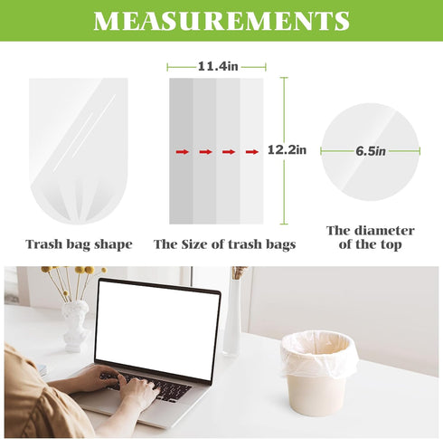 0.5 Gallon Mini Strong Trash Bags Garbage Bags, Tiny Bathroom Trash Can Liners by Teivio, Small Plastic Bags for Desktop Trash Bin/Dog/Poop Car, F...