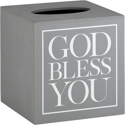 Creative Brands Faithworks - God Bless You Wooden Tissue Box Cover, Small, Grey...