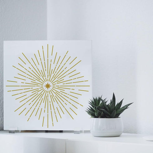 FINGERINSPIRE Starburst Stencils 11.8x11.8 inch Shining Stars Painting Stencils Plastic Stars & Light Pattern Stencils Resuable Star Crafts DIY Ho...