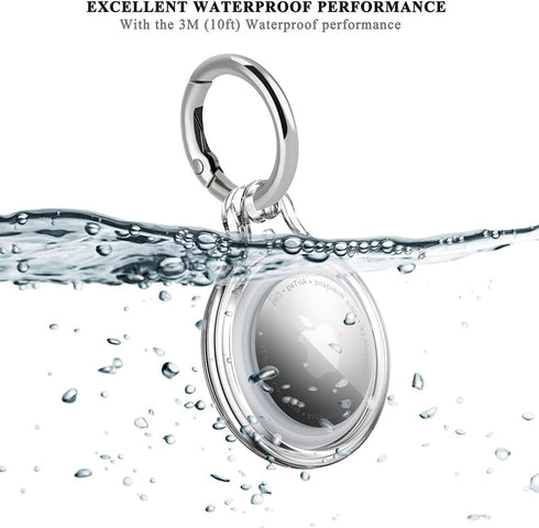 COOLQO IPX8 Waterproof Airtag Holder Compatible with Apple AirTags, AirTag Case Keychain Air Tag Holder, Hard PC AirTags Key Ring Cases Tags Chain...