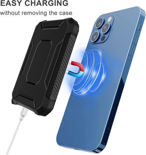 2 Pack Case Compatible with Magsafe Battery Pack Cover, Slim TPU Carbon Fiber Design Protective Case Cover with Keychain Anti-Shockproof Rugged Bu...