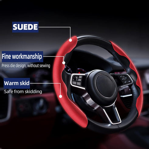 New Fluffy Anti-Skid Steering Wheel Cover Segmented Protector Safe and Non Slip Car Accessory and Durable Easy to Install for Steering Wheels of U...