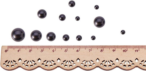 PH PandaHall Black Flat Backed Pearls, 690pcs Half Round Pearl Beads 6 Sizes Pearl Cabochon Faux Pearl Beads for DIY Scrapbook Phone Case Wedding ...