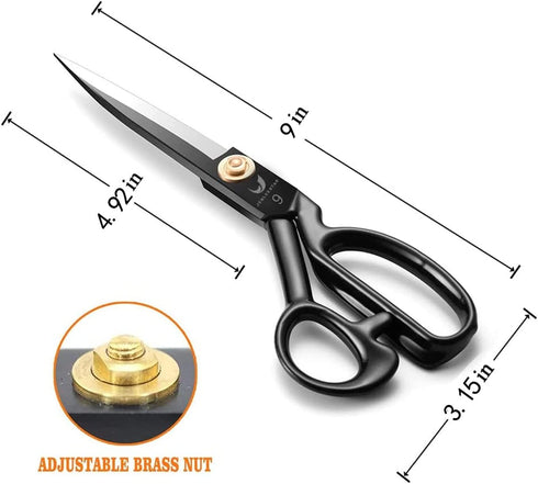 Fabric Scissors 9 Inch Sewing Dressmaking Scissors Professional Razor Sharp for Tailoring Leather Raw Materials - Japan High Carbon Steel Tailor S...