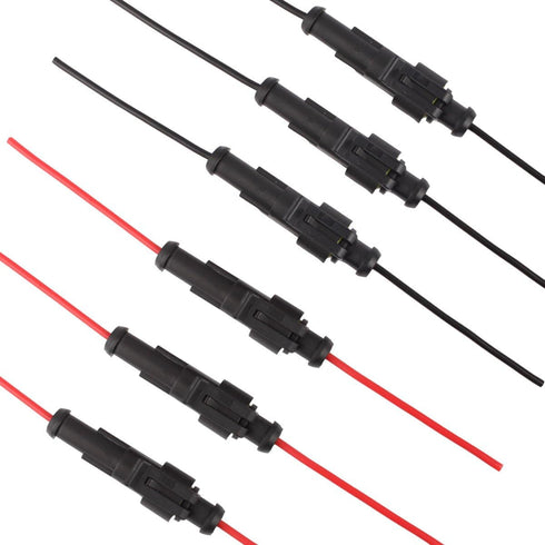TOMALL 1 Pin Way 18 AWG Waterproof Connector for Electrical Quick Plug socket 1 Wire Pigtail 1.5mm Series (Pack of 6)...
