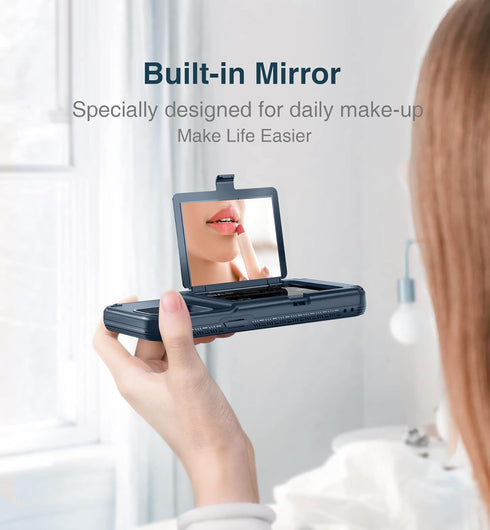 WeLoveCase for iPhone 14 Plus Case for Women, Men Defender Credit Card Holder Cover with Hidden Mirror, Three Layer Shockproof Heavy Duty Protecti...