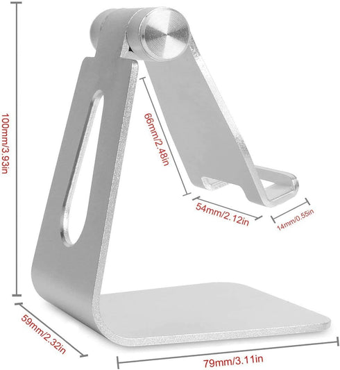 Cell Phone Tablet Stand Adjustable Multi-Angle Aluminum Non-Slip Dock Holder Cradle Charger Station Mount Foldable Portable Desktop Organizer Tabl...