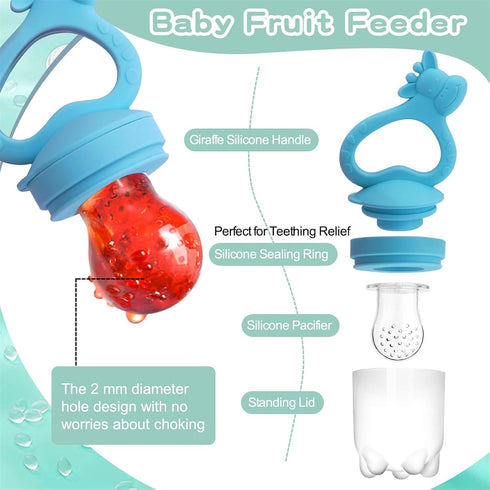 Baby Fruit Food Feeder Breastmilk Popsicle Molds for Teething Relief, Introduce New Foods, Silicone Freezer Tray with Lid, includes 6 Food Pacifie...