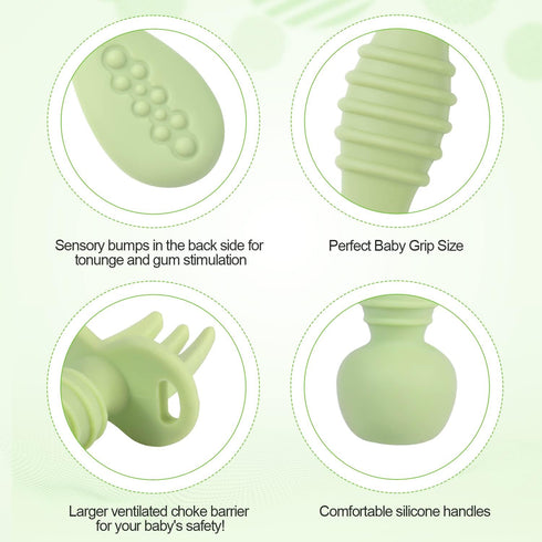 4pcs Silicone Baby Spoons Self Feeding 6+ Months, BPA Free Baby Led Weaning Spoons Training Spoon Toddler Self Feeding Utensils for 6-12 Months Ba...