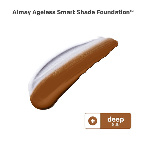 Almay Anti-Aging Foundation, Smart Shade Face Makeup with Hyaluronic Acid, Niacinamide, Vitamin C & E, Hypoallergenic-Fragrance Free, 800 Deep, 1 ...