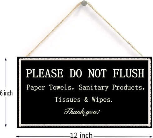 Please do not throw anything in the toilet other than toilet paper Thank You - Septic Tank Notice Small Toilet Plaque 12 inch by 6 inch...