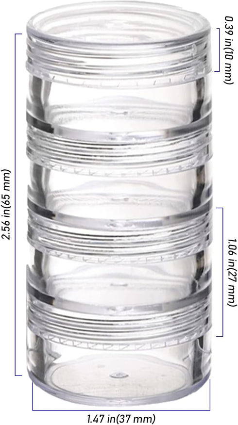 10 Sets 4 Layer Stackable Cosmetic Containers with Screw Lids, 10G/10ML Stackable Bead Storage Containers Round Plastic Containers, Clear Column S...