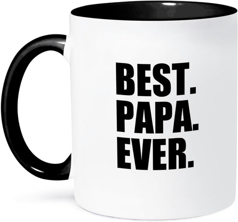 3dRose Ceramic Best Papa Ever Mug, 1 Count (Pack of 1), Black...