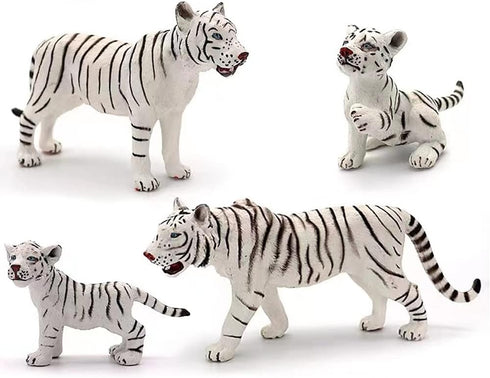 Gemini&Genius White Tiger Family Set Realistic Animal Figurines with Cub, Safari Animals Family Playset Figures, Educational Wildlife World Models...