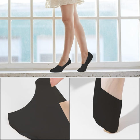 Womens No Show Socks Size 4-9, 5 Pairs Invisible Cotton Socks Ultra Low Cut Short Socks Non Slip Socks Black Dress Socks Sheer Socks Liners Thin F...