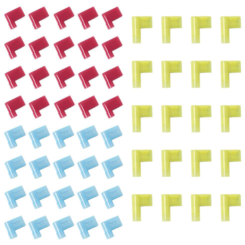 60PCS Nylon Flag Spade Quick Disconnects Female Wire Connector 90 Degree Electrical Crimp Wire Terminals Right Angle Spade Connector Durable Termi...
