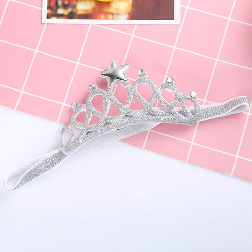 Baby Girl Crown Tiara Headband Head Wrap Hair Band Headwear Birthday Gift Princess Tiara Crown Headband (Silver)...